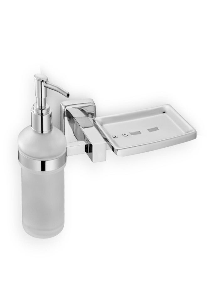 TENET Wall Mounted Soap Dish with Liquid Soap Dispenser | Stainless Steel Soap Tray with Pump Bottle Holder | 2 in 1 Bathroom Accessories Set (Chrome) | 1 Year Warranty - Image 1